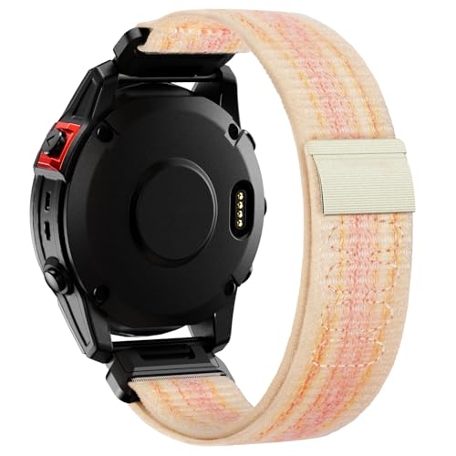 ANBEST 22mm Nylon Armband für Garmin Fenix 7/Fenix 6 Pro/Fenix 5 Armband, Schleife Klettband für Fenix 7 Pro/Fenix 6/Epix 2/Forerunner 945/955/965/935 Ultraleichtes Ersatzarmband (Sternenlicht/Rosa) von ANBEST