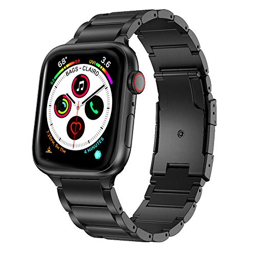 ANBEST Titan Armband für Apple Watch Armband 49mm 45mm 44mm 42mm Titan Legierung Metall Ersatz Armband für Apple Watch SE 2 SE Series 9 8 7 6 5 4 3 2 1 (Schwarz) von ANBEST