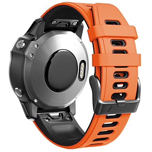 ANBEST Armbänder Kompatibel mit Garmin Fenix 7S/6S Pro/Fenix 5S Armband, Schnellverschluss Silikon 20mm Ersatzarmband für Fenix 5S Plus/D2 Delta S(Orange/Schwarz) von ANBEST