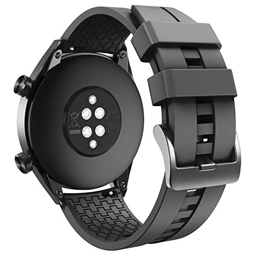 ANBEST Armbänder Kompatibel mit Huawei Watch GT/GT 3 46mm/GT 2 46mm Armband, 22mm Silikon Ersatzarmband für Huawei Watch 3/3 Pro/GT 2 Pro/GT 46mm/GT Active/Sport Uhrenarmband, Schwarz von ANBEST