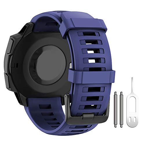 ANBEST Armbändern Kompatibel mit Garmin Instinct/Instinct 2 Armband, Weiches Silikon Uhrenarmband Sport Ersatzarmband für Garmin Instinct, Dunkelblau von ANBEST