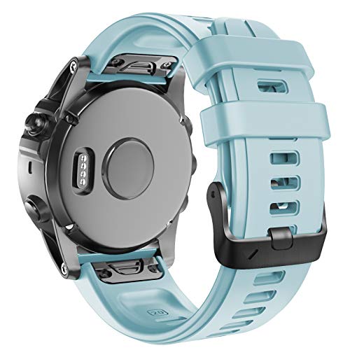 ANBEST Armband für Garmin Fenix 5S/6S/6S Pro/5S Plus/7S/7S Pro Armband, Quick Fit 20mm Silikon Ersatzarmband Passend für Epix Pro 42mm, Descent MK2S/MK3 43mm Armband(Meeresschaum blau) von ANBEST