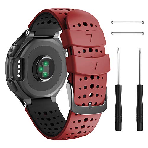 ANBEST Armband für Garmin Forerunner 235/735XT/620/630/230/220, Silikon Ersatzarmband für Approach S20/Approach S5/Approach S6, Schwarz/Rot von ANBEST