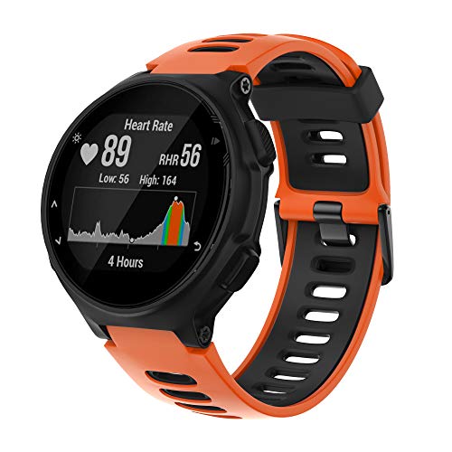 ANBEST Armband für Garmin Forerunner 735XT/235 Uhrenarmband, Sport Ersatzarmband aus Silikon für Forerunner 220/230/620/630/Approach S20/S5/S6, Orange/Schwarz von ANBEST