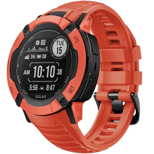 ANBEST Armband für Garmin Instinct 2X Solar Armband, Weiches Silikon Ersatzarmband für Garmin Instinct 2X Tactical Band (Flammenrot) von ANBEST