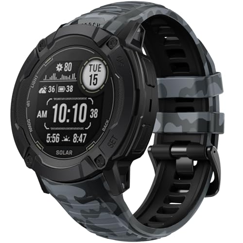 ANBEST Armband für Garmin Instinct 2X Solar Armband, Weiches Silikon Ersatzarmband für Garmin Instinct 2X Tactical Band (Grau Camo) von ANBEST