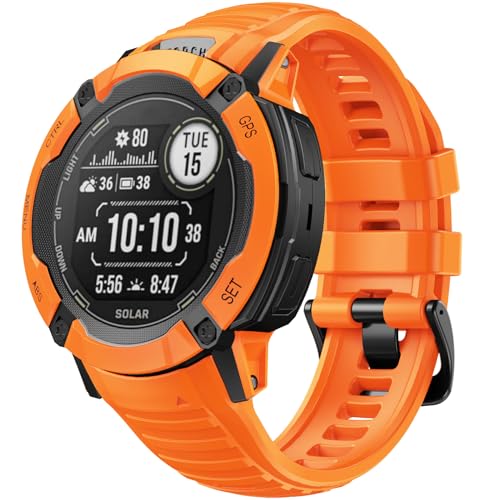 ANBEST Armband für Garmin Instinct 2X Solar Armband, Weiches Silikon Ersatzarmband für Garmin Instinct 2X Tactical Band (Orange) von ANBEST