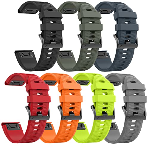 ANBEST Kompatibel mit Fenix 5X/Fenix 5X Plus/Fenix 6X Armband mit Schnell Freisetzung Funktion 26mm Armbänder in Silikon für Garmin Fenix 6X Pro/Fenix 3/Fenix 3HR(7-Pack) von ANBEST