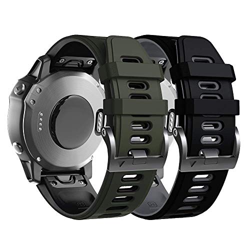 ANBEST Kompatibel mit Fenix 6X/Fenix 5X/Fenix 7X Armband, Silikon Band Schnelle Passform 26 Ersatzarmband für Fenix 5X Plus/Enduro/Descent MK2/Descent MK 2i/Fenix 3 Uhrenarmband von ANBEST