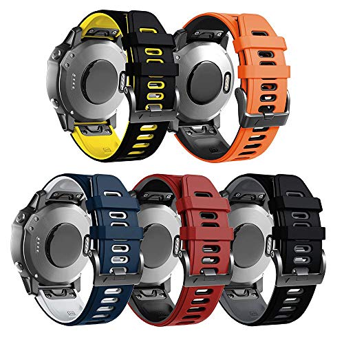 ANBEST Kompatibel mit Fenix 6X/Fenix 5X/Fenix 7X Armband, Silikon Band Schnelle Passform 26 Ersatzarmband für Fenix 5X Plus/Enduro/Descent MK2/Descent MK 2i/Fenix 3 Uhrenarmband von ANBEST