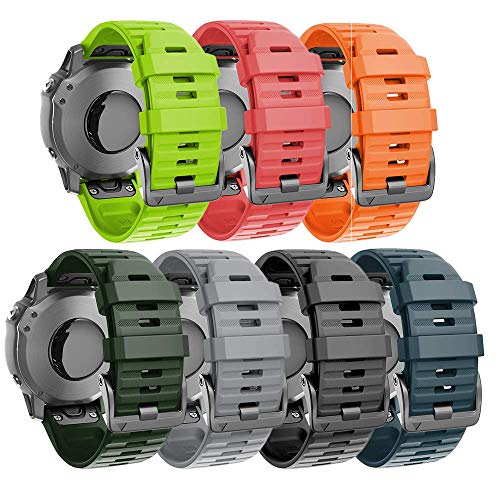 ANBEST Kompatibel mit Fenix 6X/Fenix 5X Armband, Silikon Schnellverschluss mit Schraubschnalle Uhrenarmband für Fenix 6X Pro/Fenix 5X Plus/Fenix 3HR/Fenix 3(7-Pack) von ANBEST