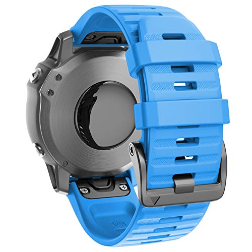 ANBEST Kompatibel mit Fenix 6X/Fenix 5X Armband, Silikon Schnellverschluss mit Schraubschnalle Uhrenarmband für Fenix 6X Pro/Fenix 5X Plus/Fenix 3HR/Fenix 3(Blau) von ANBEST