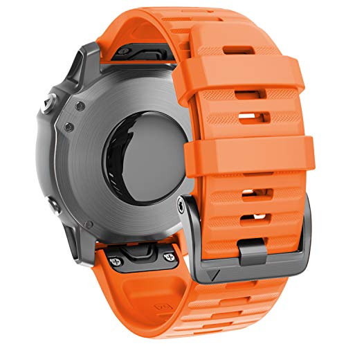 ANBEST Kompatibel mit Fenix 6X/Fenix 6X Pro/Fenix 5X/Fenix 5X Plus Armband in Silikon, Schnelle Veröffentlichung Uhrenarmband mit Schraubschnalle für Fenix 3HR/Fenix 3(Orange) von ANBEST