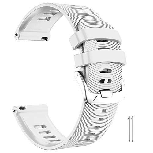 ANBEST Kompatibel mit Garmin Forerunner 245/645/Vivoactive 3 Armband, 20mm Silikon Uhrenarmband für Garmin Vivomove HR/Venu/Move 3, Weiß von ANBEST