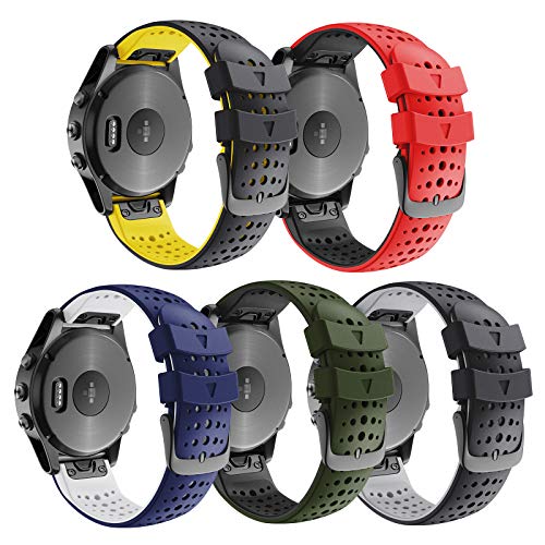 ANBEST Silikon Uhrenarmband Kompatibel mit Fenix 7/Fenix 5/Fenix 6 Pro Armband, 22mm Schnelle Passform Erstatzarmband für Fenix 6/Fenix 5 Plus/Forerunner 935/945/Approach S62 Smart Watch von ANBEST