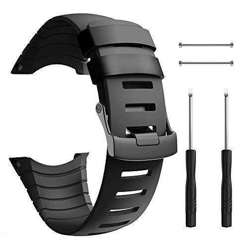 ANBEST TPU Ersatzbänder Kompatibel mit Suunto Core Armband, TPU Sportarmband Erstatzband Uhrenarmband für Suunto Core (Schwarz) von ANBEST