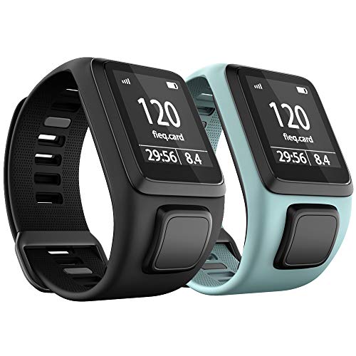 ANBEST TPU Uhrenarmband Kompatibel mit TomTom Runner 3/Spark 3/Runner 2/Adventurer 2/Golfer 2 Armband, Bequemes Armbänder für TomTom Runner 2 Music/Spark 3 Cardio, Schwarz, Blaugrün von ANBEST