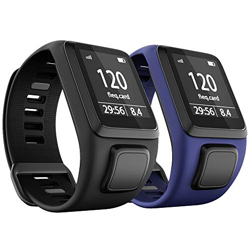 ANBEST TPU Uhrenarmband Kompatibel mit TomTom Runner 3/Spark 3/Runner 2/Adventurer 2/Golfer 2 Armband, Bequemes Armbänder für TomTom Runner 2 Music/Spark 3 Cardio, Schwarz, Dunkelblau von ANBEST