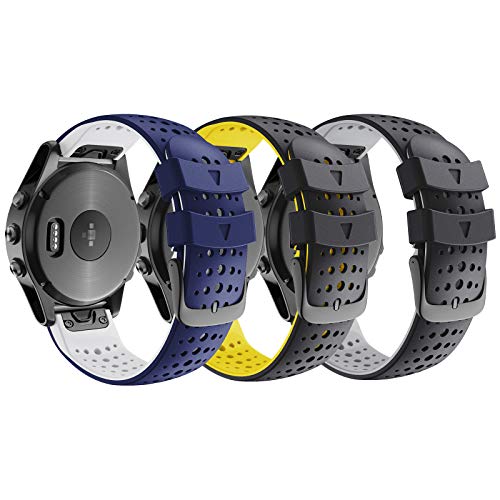 ANBEST Uhrenarmband Kompatibel mit Fenix 5/Fenix 6/Fenix 7 Armband 47mm, Silikon Schnelle Passform 22mm Armbänder für Fenix 5 Plus/Epix 2/Descent G1/Forerunner 945 Erstatzarmband, 3-Pack ANBEST Uhrenarmband Kompatibel mit Fenix 5/Fenix 6/Fenix 7 Armband 47mm, Silikon Schnelle Passform 22mm Armbänder für Fenix 5 Plus/Epix 2/Descent G1/Forerunner 945 Erstatzarmband, 3-Pack von ANBEST