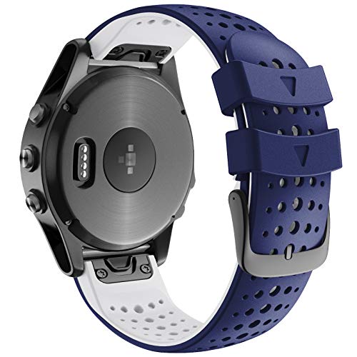 ANBEST Uhrenarmband Kompatibel mit Fenix 5/Fenix 6/Fenix 7 Armband 47mm, Silikon Schnelle Passform 22mm Armbänder für Fenix 5 Plus/Epix 2/Descent G1/Forerunner 945 Erstatzarmband, Dunkelblau/Weiß ANBEST Uhrenarmband Kompatibel mit Fenix 5/Fenix 6/Fenix 7 Armband 47mm, Silikon Schnelle Passform 22mm Armbänder für Fenix 5 Plus/Epix 2/Descent G1/Forerunner 945 Erstatzarmband, Dunkelblau/Weiß von ANBEST