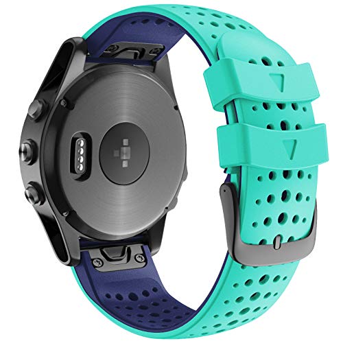 ANBEST Uhrenarmband Kompatibel mit Fenix 5/Fenix 6/Fenix 7 Armband 47mm, Silikon Schnelle Passform 22mm Armbänder für Fenix 5 Plus/Epix 2/Descent G1/Forerunner 945 Erstatzarmband, Minze/Blau ANBEST Uhrenarmband Kompatibel mit Fenix 5/Fenix 6/Fenix 7 Armband 47mm, Silikon Schnelle Passform 22mm Armbänder für Fenix 5 Plus/Epix 2/Descent G1/Forerunner 945 Erstatzarmband, Minze/Blau von ANBEST