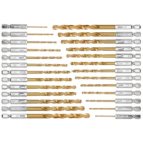 26 Teiliges Sechskant Bohrer Set, 1,5-6,5mm Bohrer mit Sechskantschaft, Schnellwechsel Bohrer Sechskant Schaft für Metall, Zubehör Schlagbohrmaschine 26 Teiliges Sechskant Bohrer Set, 1,5-6,5mm Bohrer mit Sechskantschaft, Schnellwechsel Bohrer Sechskant Schaft für Metall, Zubehör Schlagbohrmaschine von ANBOO