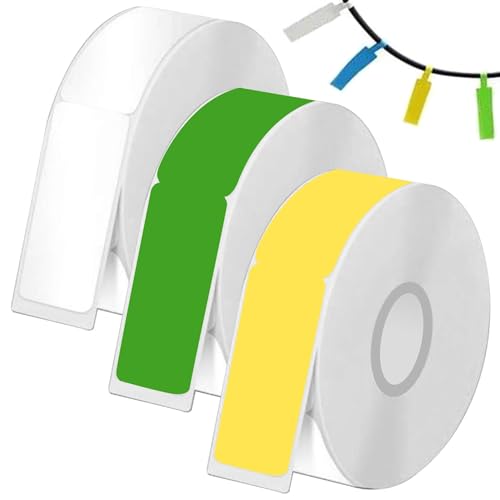 3 Rolle mit 195 Kabel Label Maker Tape, kabelkennzeichnung kabel etiketten (1,2cm x 10,9cm) Drucker Aufkleber Papier mit Selbstklebend für MARKLIFE P11/P12/P15、Phomemo D30/D35/Q30/Q30S/Q31 von ANBOO