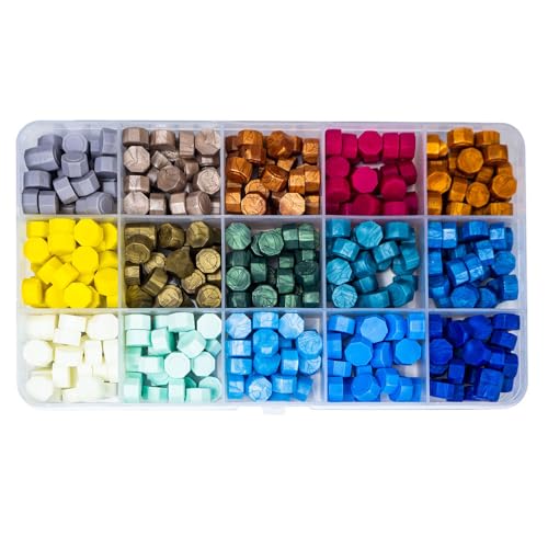 Wachs-Siegel-Perlen, ANBOSE 15 Farben Wachs-Siegel-Perlen Set mit 390PCS Wachs-Siegel-Perlen, Siegel-Perlen für Wachs-Siegel-Stempel Briefversiegelung von ANBOSE