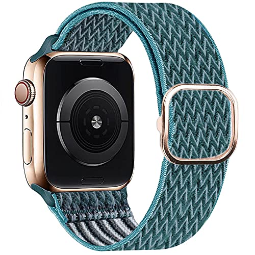 ANCEER Kompatibel mit Apple Watch 6 SE 5 Armband 42mm 44mm 40 38mm, Nylon Solo Loop Einstellbares Elastisches Braided Sportarmband für iwatch Serie 6/5/4/3/2/1 SE Krickente von ANCEER