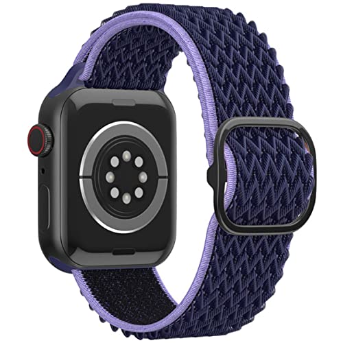 ANCEER Kompatibel mit Apple Watch 6 SE 5 Armband 42mm 44mm 40 38mm, Nylon Solo Loop Einstellbares Elastisches Braided Sportarmband für iwatch Serie 6/5/4/3/2/1 SE Navy blau von ANCEER