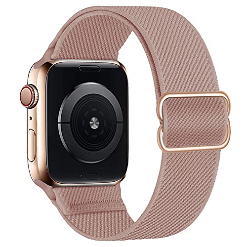 ANCEER Stretchige Armband Kompatibel mit Apple Watch 6 SE 5 42mm 44mm 40 38mm, Nylon Solo Loop Verstellbares Stretch Braided Sport Armband für iwatch Serie 6/5/4/3/2/1 SE Roségold von ANCEER