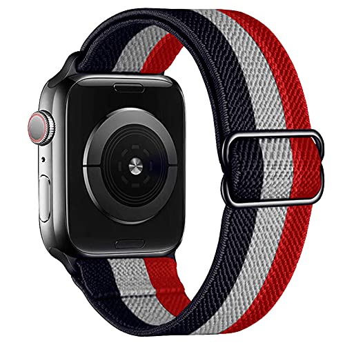 ANCEER Stretchige Armband Kompatibel mit Apple Watch 6 SE 5 42mm 44mm 40 38mm, Nylon Solo Loop Verstellbares Stretch Braided Sport Armband für iwatch Serie 6/5/4/3/2/1 SE Streifen A von ANCEER