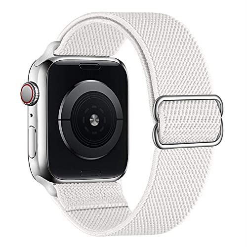 ANCEER Stretchige Armband Kompatibel mit Apple Watch 6 SE 5 42mm 44mm 40 38mm, Nylon Solo Loop Verstellbares Stretch Braided Sport Armband für iwatch Serie 6/5/4/3/2/1 SE Weiß von ANCEER