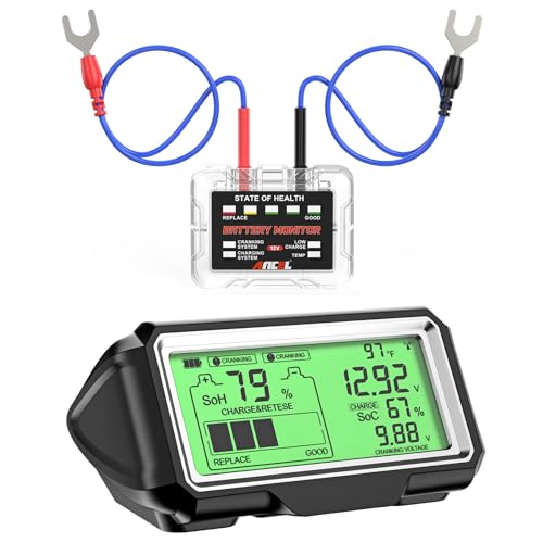 ANCEL BM200Pro Auto Batterie Monitor, 433mhz Wireless Radio Frequency Batteriewächter 12V, KFZ Batterietester mit Charging & Cranking Test & Alarm-Funktion, Battery Analyzer für Auto LKW ATV SUV Boot von ANCEL