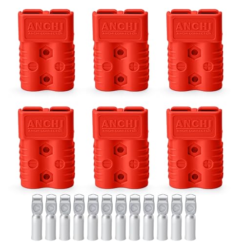 ANCHImsr Kit 175 A 1/0 AWG Schnelltrenn-Steckverbinder für Überbrückungskabel in Traktionssystem Recovery Winde (6 Stück/Rot) von ANCHImsr
