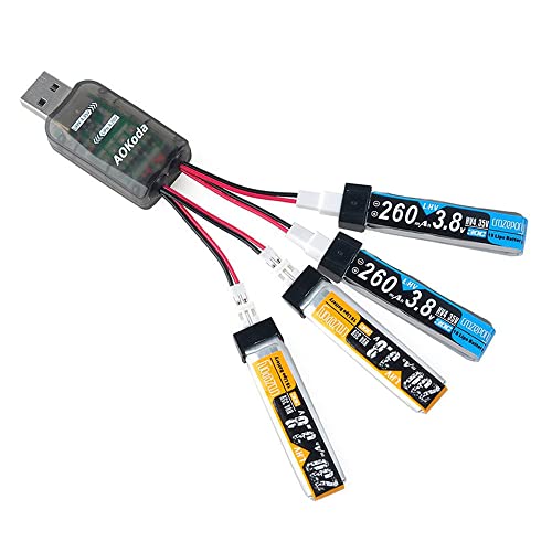 ANCLLO 4CH Micro USB Ladegerät für Mcpx/Molex/JST Stecker Akku für 1S 3.7V Lipo LiHV 3.8V Akku für RC Hubschrauber etc von ANCLLO