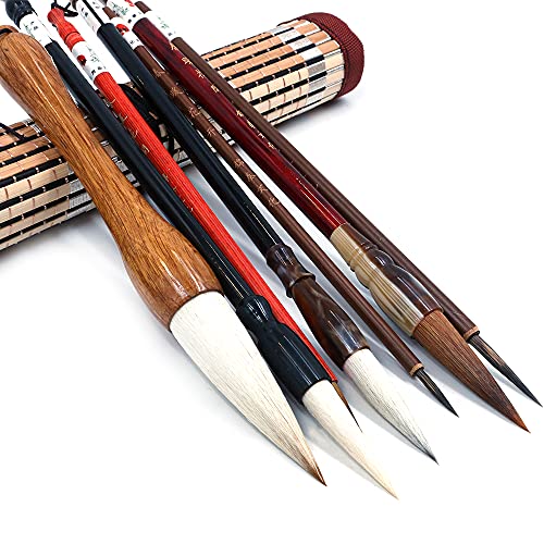 ANCLLO Ausgezeichneter chinesischer Kalligraphie-Pinsel Kanji japanischer Sumi Zeichenpinsel (4 Größen mit Pinseltasche) von ANCLLO