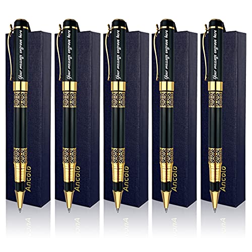 ANCOLOFIS Custom Pens Luxus - 10 extra schwarze Minen, Qualitätsstifte, Metallkörper, personalisierbar mit Namen, Nachricht auf den Stiften, Geschenkstift-Set für Familie, Kollegen von ANCOLOFIS