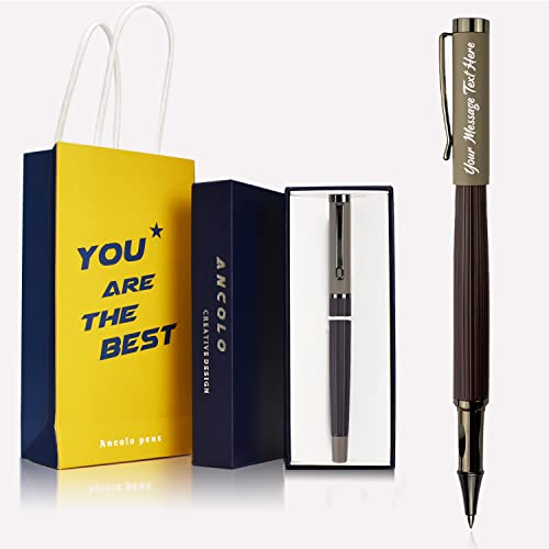 ANCOLOFIS Personalisierter Tintenstift aus Metall mit Stiftebox,personalisiert mit Ihrer Nachricht, persönlicher oder geschäftlicher Namen auf den Stiften, perfekt für Büro, Kollegen, Freunde von ANCOLOFIS