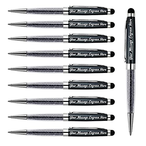 Kugelschreiber mit Gravur, luxuriöser Business-Stift mit Stylus-Spitze, schwarze Tinte, Ersatzminen, hochwertige Stifte, personalisierbar mit Namen, Nachricht auf den Stiften, Geschenkstift-Set von ANCOLOFIS