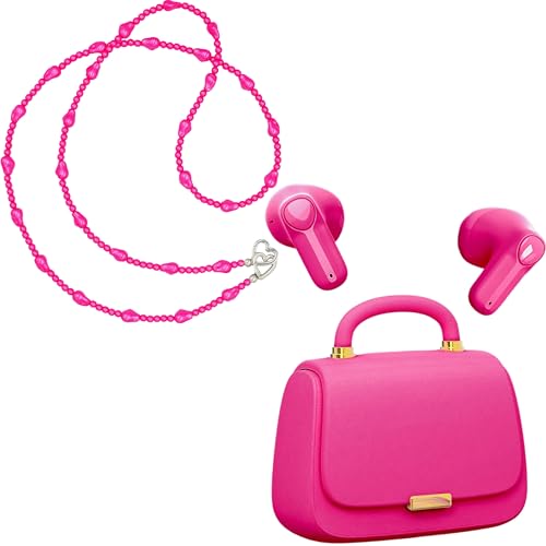 True Wireless Earbuds, Bluetooth In-Ear-Kopfhörer,13mm Treiber liefern Premium Sound,22H Spielzeit, Unique Mini Handtasche Ladeetui mit Magenta Perlenkette, perfekt für Mode-vorwärts Frauen, Teens True Wireless Earbuds, Bluetooth In-Ear-Kopfhörer,13mm Treiber liefern Premium Sound,22H Spielzeit, Unique Mini Handtasche Ladeetui mit Magenta Perlenkette, perfekt für Mode-vorwärts Frauen, Teens von ANCwear