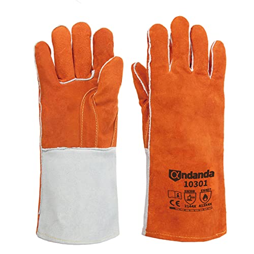 ANDANDA Schweißhandschuhe, Grillhandschuhe, Hitzebeständig und verschleißfest -Kaminhandschuhe Feuerfest für Schweißer/Kamin/BBQ/Gartenarbeit/Grillen/Küche/Backofen/Mikrowellenherd ,1 Paar ANDANDA Schweißhandschuhe, Grillhandschuhe, Hitzebeständig und verschleißfest -Kaminhandschuhe Feuerfest für Schweißer/Kamin/BBQ/Gartenarbeit/Grillen/Küche/Backofen/Mikrowellenherd ,1 Paar von ANDANDA