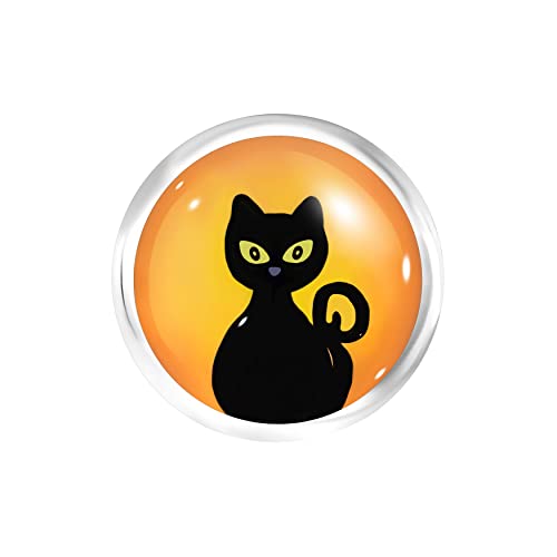 ANDANTE Chunk Click-Button Druckknopf (Black Cat - Schwarze Katze) für Chunk-Armbänder, Chunk-Ringe, Chunk-Schlüsselanhänger und andere Chunk-Accessoires von ANDANTE