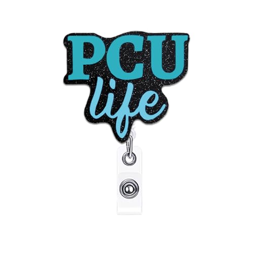 ANDGING PCU Life Badge Reel Holder Nurse Nursing Medical Badge Reels Retractable for Nurses Funny Cute Acrylic RN CNA LPN LVN Glitter Badge Clip ID Card Tag Accessories Assistant Gifts DH8866 von ANDGING
