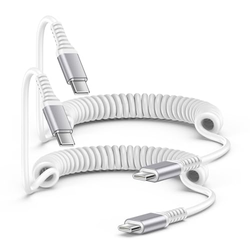 Coiled Car Carplay Charger USB C to USB C Cable Fast Charging Cord for iPhone 16e/16/16 Pro/16 Pro Max/16 Pro Max/16 Plus/15/15 Pro/15 Pro Max/15 Plus, 2Pack 3FT Retractable iPhone 16 Car Charger von ANDHOT