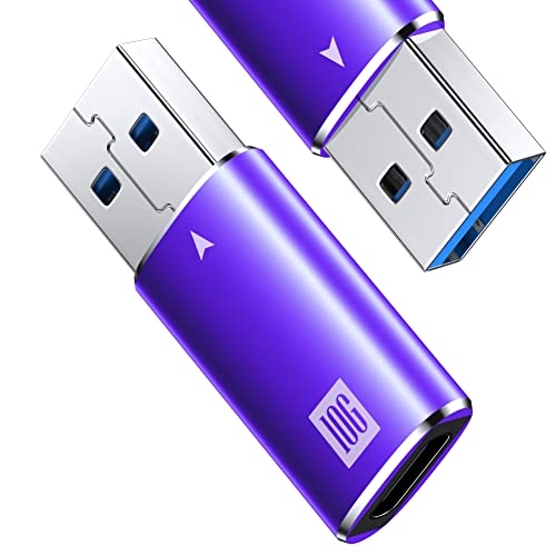 [10Gbps] USB C Buchse zu USB Stecker Adapter 2 Pack, USB 3.1 A zu USB C Adapter SuperSpeed Data Sync. Kompatibel mit iPhone 12 Mini/12 Pro Max, Typ-C Kopfhörer, Power Bank, Quest Link- Lila von ANDTOBO