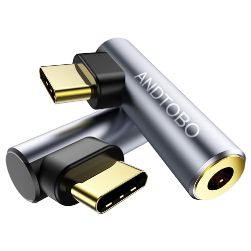 2 Stück USB C auf 3.5mm Klinke Adapter, USB Type C auf 3.5mm Female Headphone Jack Dongle Aux Adapter DAC Stereo HiFi Rechtwinklig für iPad Pro Air 5 4, Pixel 7 Pro, Galaxy S23 S23 S23 Ultra S22 S21 von ANDTOBO