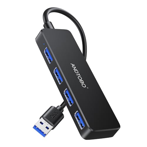 4 Anschluss USB 3.0 Hub, ANDTOBO USB Port Erweiterter Hub Splitter Stromversorgt Multiport Adapter mit Verlängerungskabel für PC, Laptop, Mobiltelefone, Flash Drive, HDD, Tastatur, Maus, Kamera von ANDTOBO