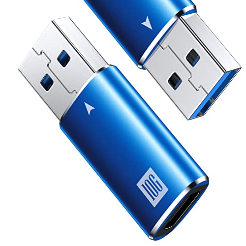 [10Gbps] USB C Buchse zu USB Stecker Adapter 2 Pack, USB 3.1 A zu USB C Adapter SuperSpeed Data Sync Kompatibel mit iPhone 15 Plus Pro Max, Typ-C Kopfhörer, Laptop, Power Bank, Quest Link- Blau von ANDTOBO