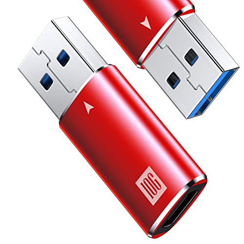 ANDTOBO [10Gbps USB C Buchse zu USB Stecker Adapter 2 Pack, USB 3.1 A zu USB C Adapter SuperSpeed Data Sync. Kompatibel mit iPhone 12 Mini/12 Pro Max, Typ-C Kopfhörer, Power Bank, Quest Link- Rot von ANDTOBO